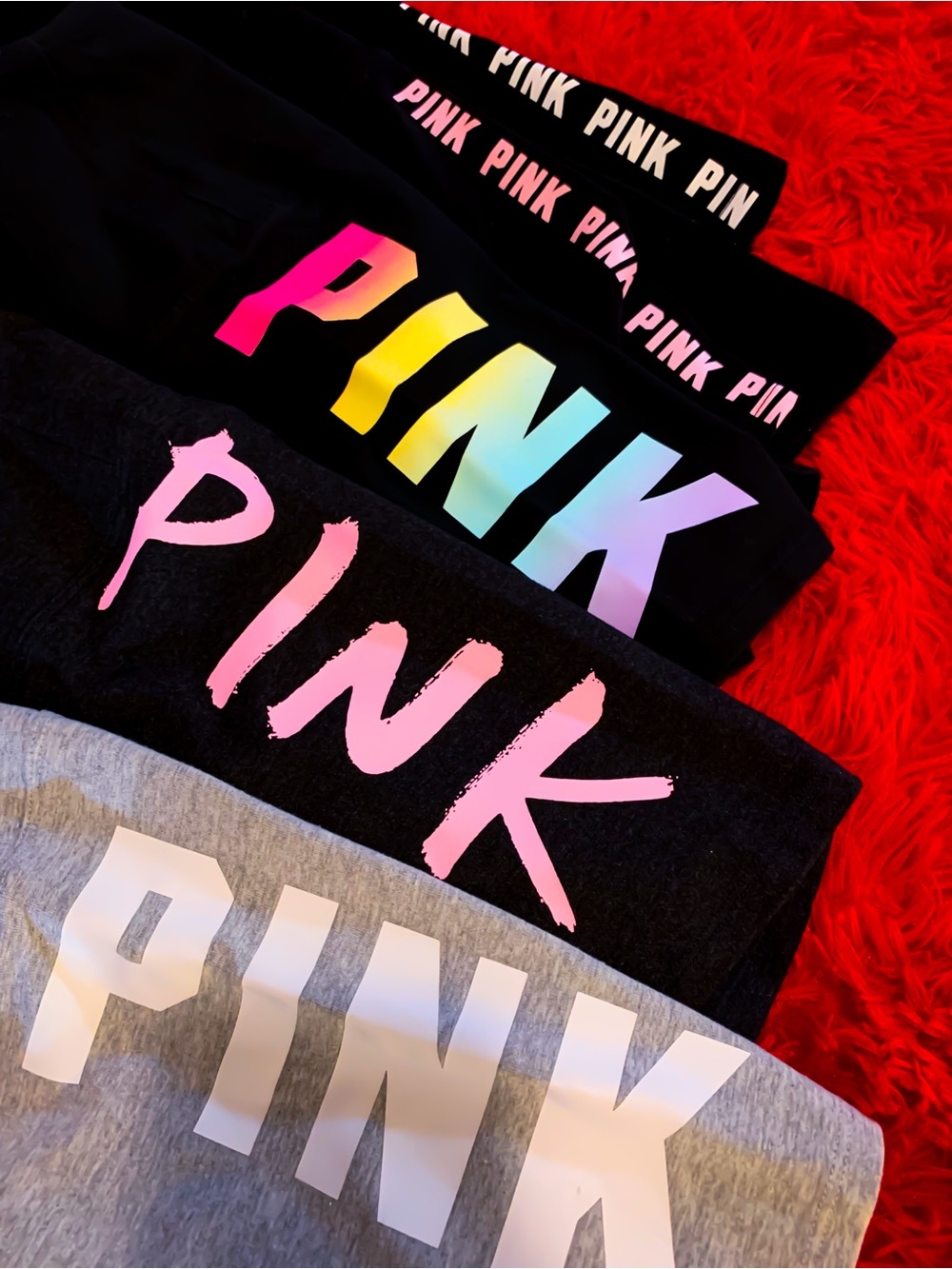 PINK Victoria's Secret Athletic Shorts Bundle Black, Gray, Pink Rainbow Logo XS